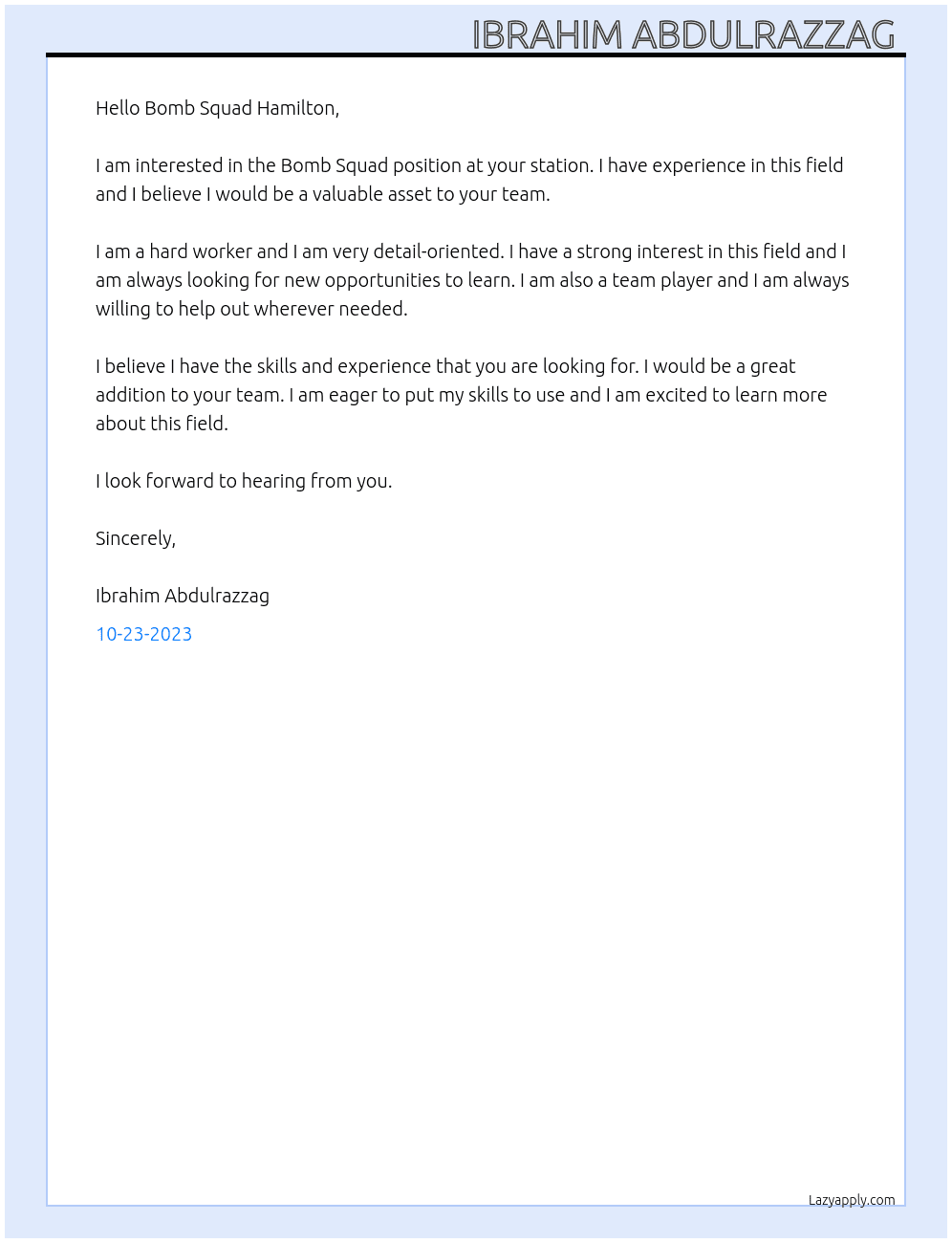 Bomb Squad At Bomb Squad Hamilton Cover Letter