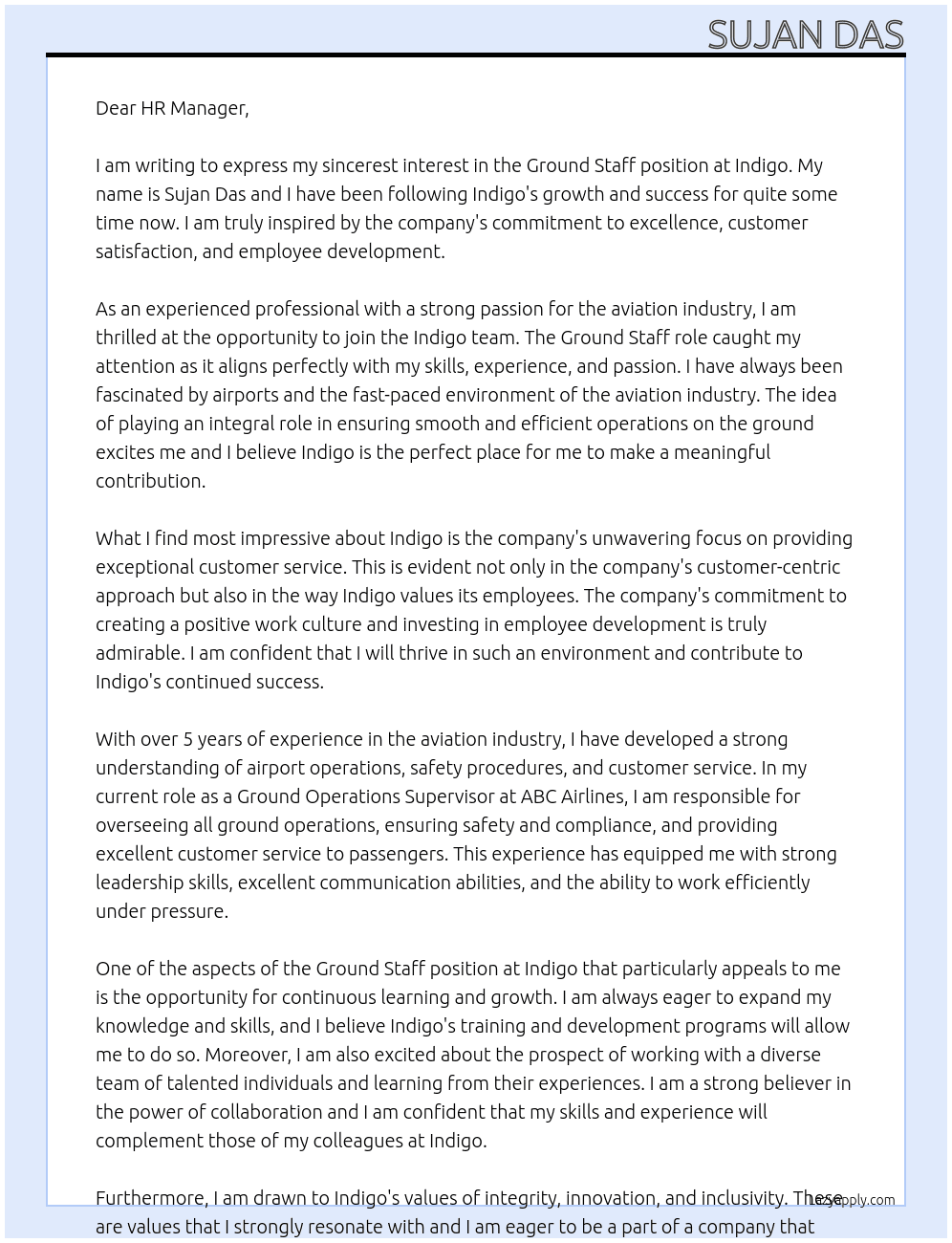 Cover letter for ground stape - LazyApply