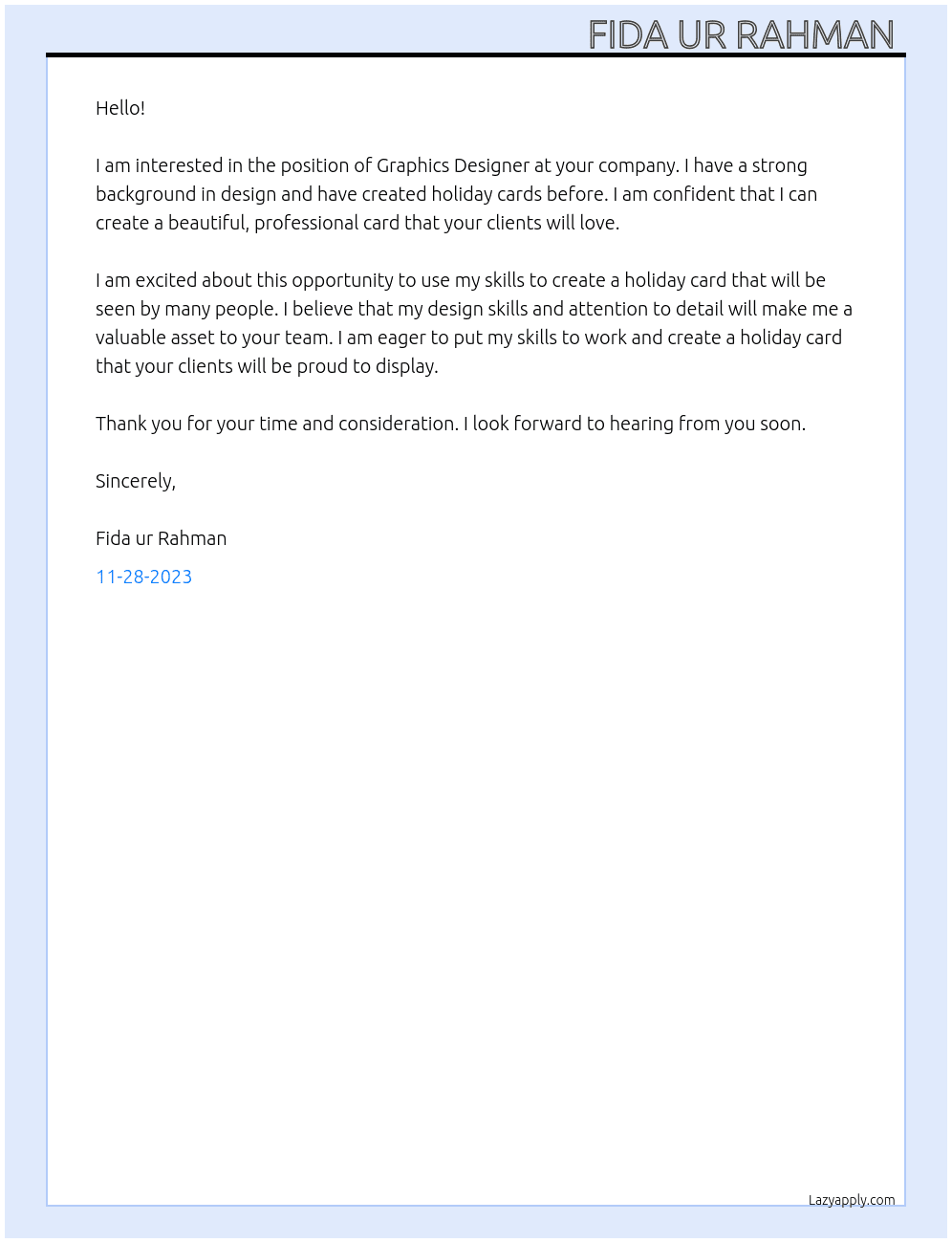 Graphics Designer At Real state Cover Letter