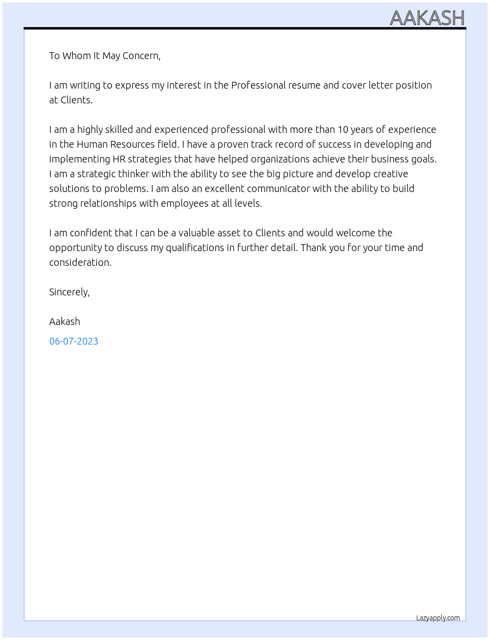 Professional resume and cover letter At Clients Cover Letter