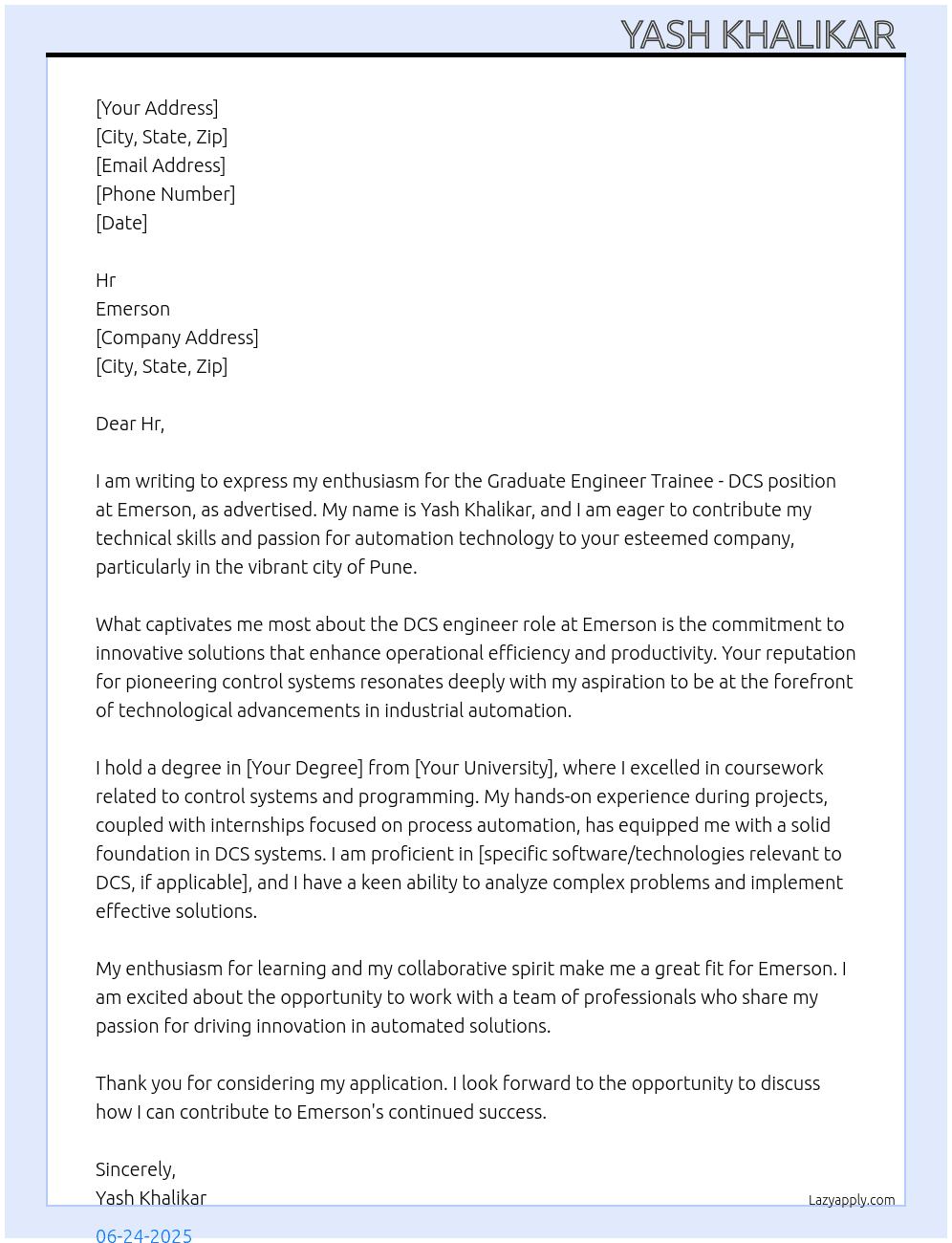 Cover letter for graduate engineer trainee -dcs - LazyApply