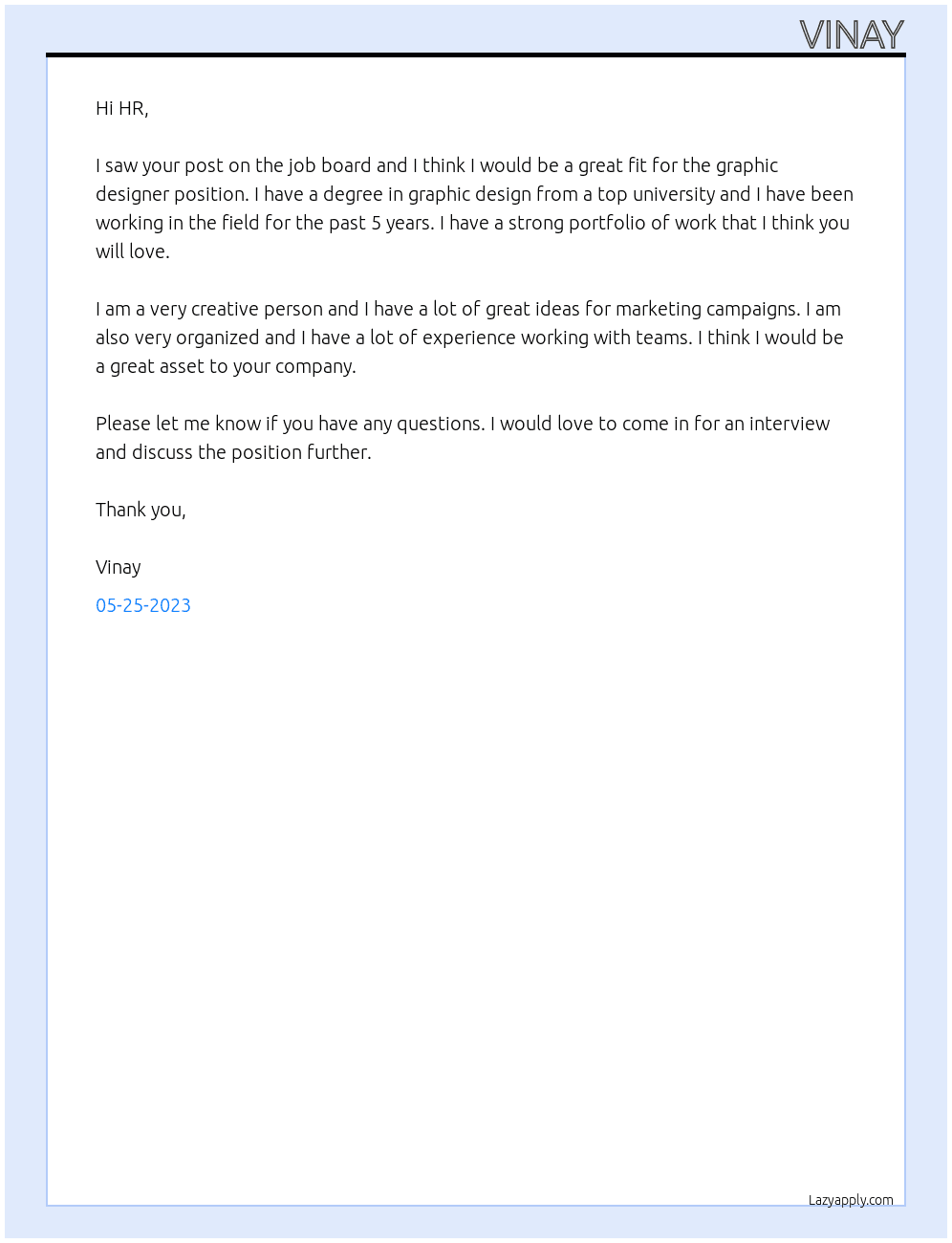 Graphic designer At Growth marketer Cover Letter