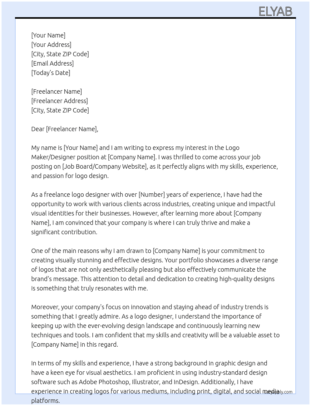 logo maker/designer At elyab  Cover Letter