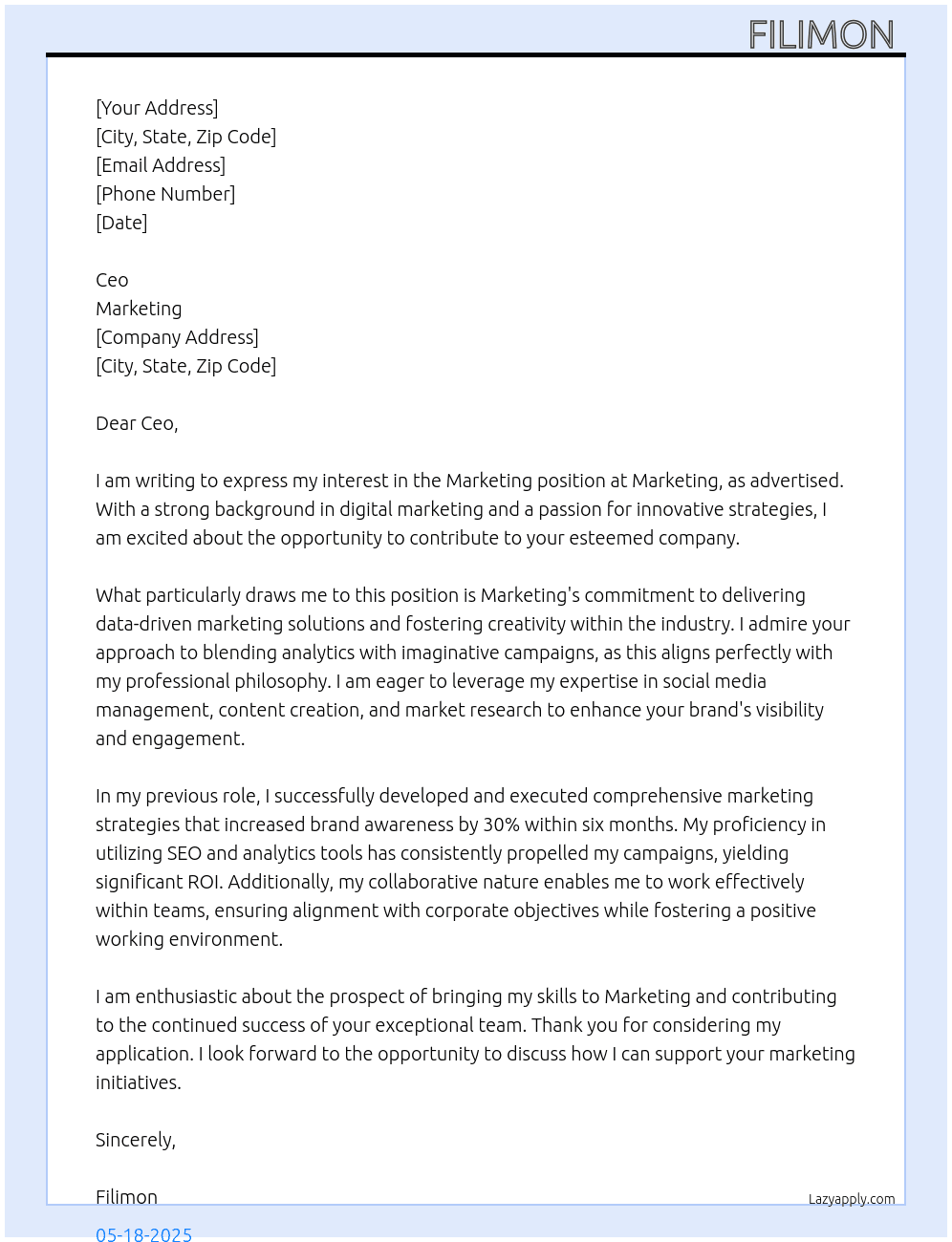 Marketing  At Marketing  Cover Letter