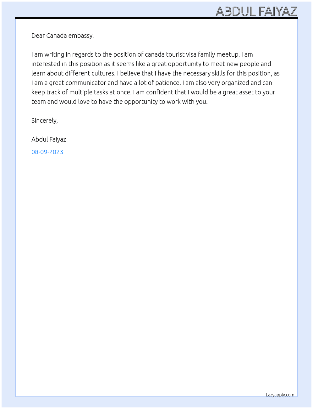 canada tourist visa family meetup At vb Cover Letter