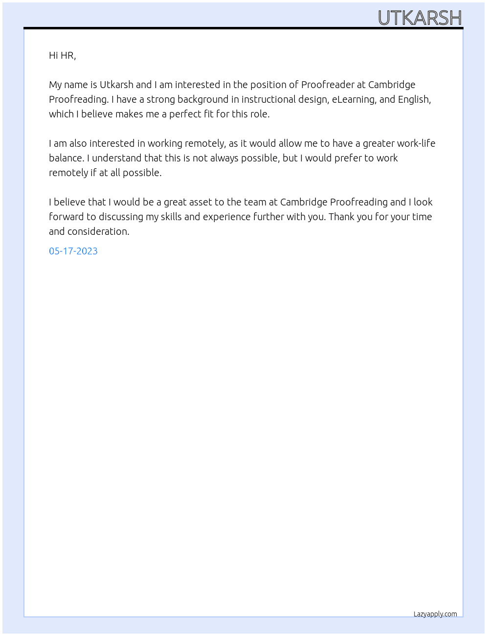 Proofreader At cambridge proofreading Cover Letter