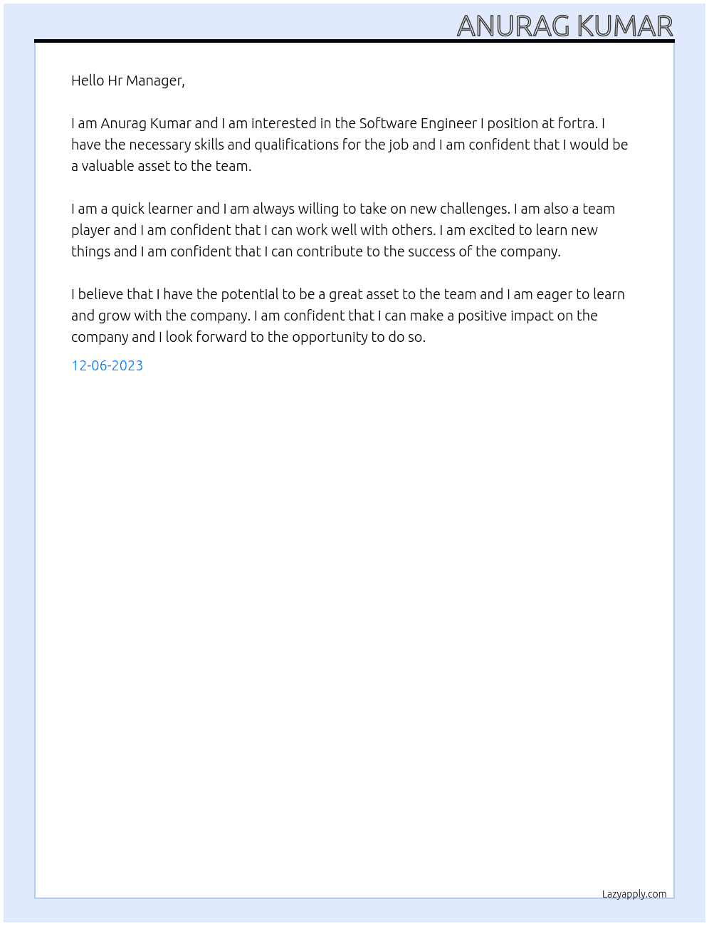 Software Engineer I At fortra Cover Letter