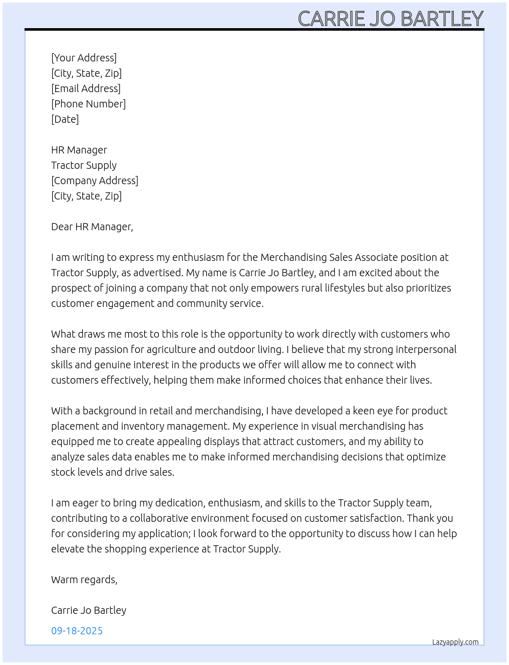 Cover letter for merchandising sales associate - LazyApply