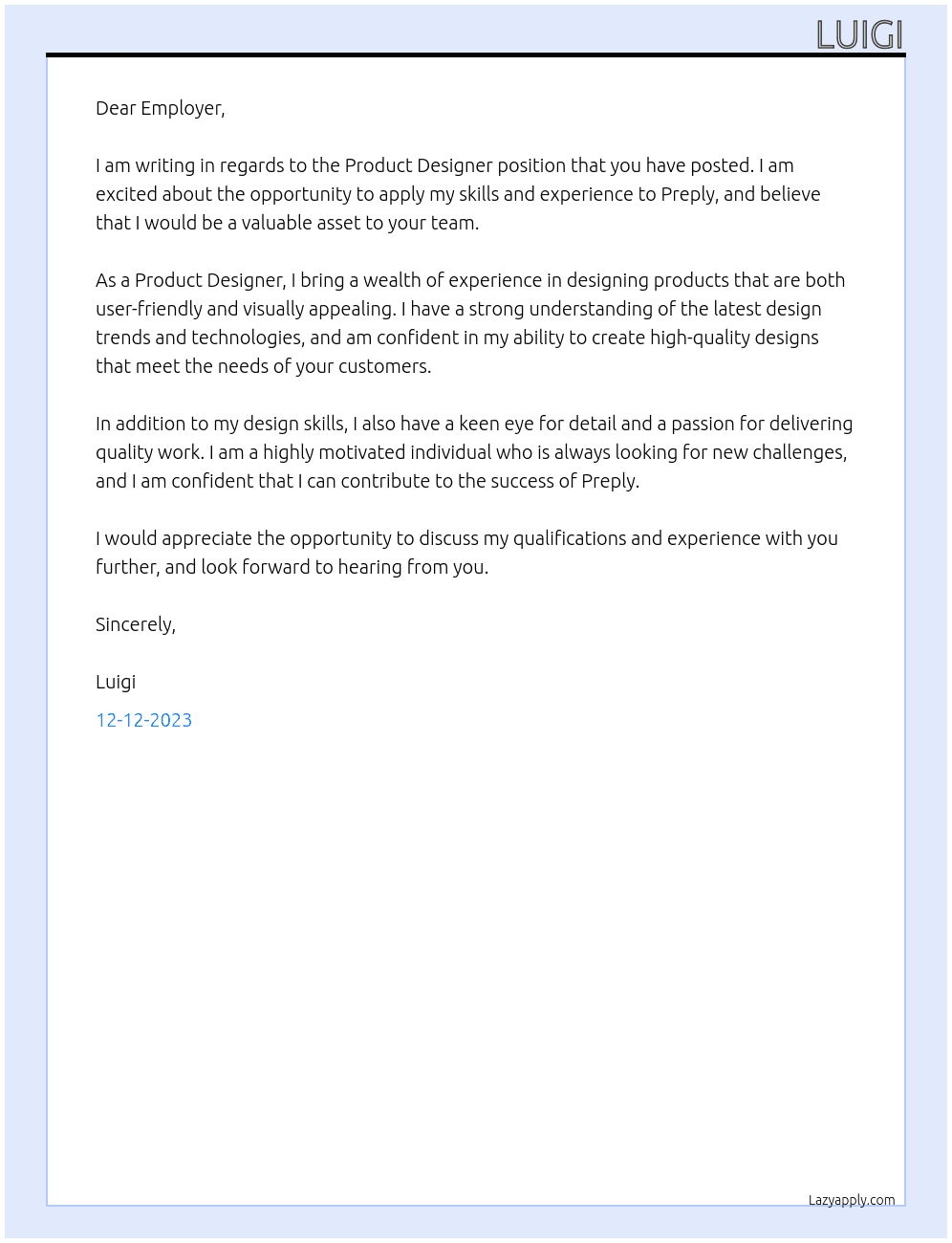 Product Designer At Preply Cover Letter