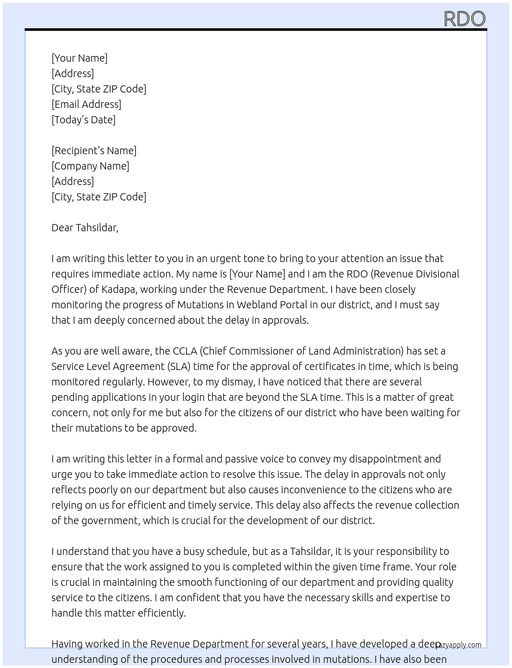Show Cause Notice At Revenue Department Cover Letter