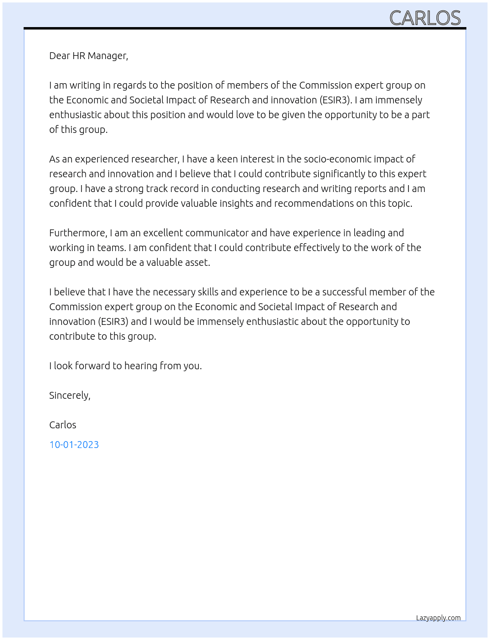 members of the Commission expert group on the Economic and Societal Impact of Research and innovation (ESIR3) At European Commission, DG RTD, Cover Letter