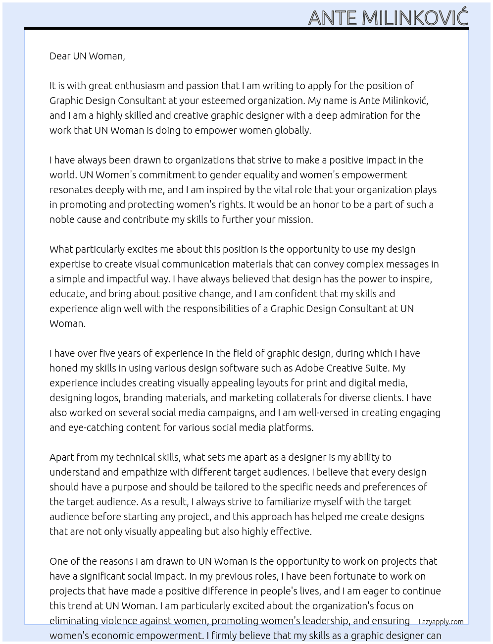 Cover letter for graphic design consultant - LazyApply