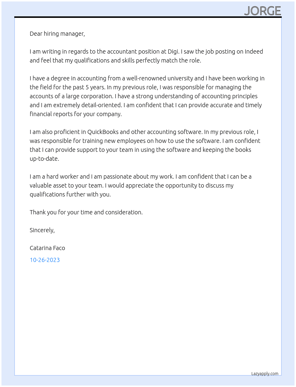 Accoutant At Digi Cover Letter