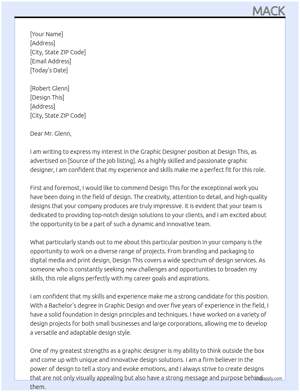 Graphic Designer At Design this Cover Letter