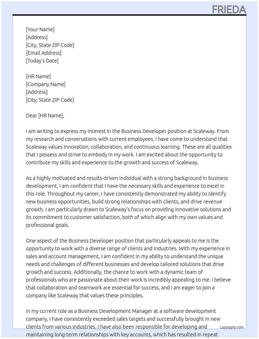 Business Developer At Scaleway Cover Letter