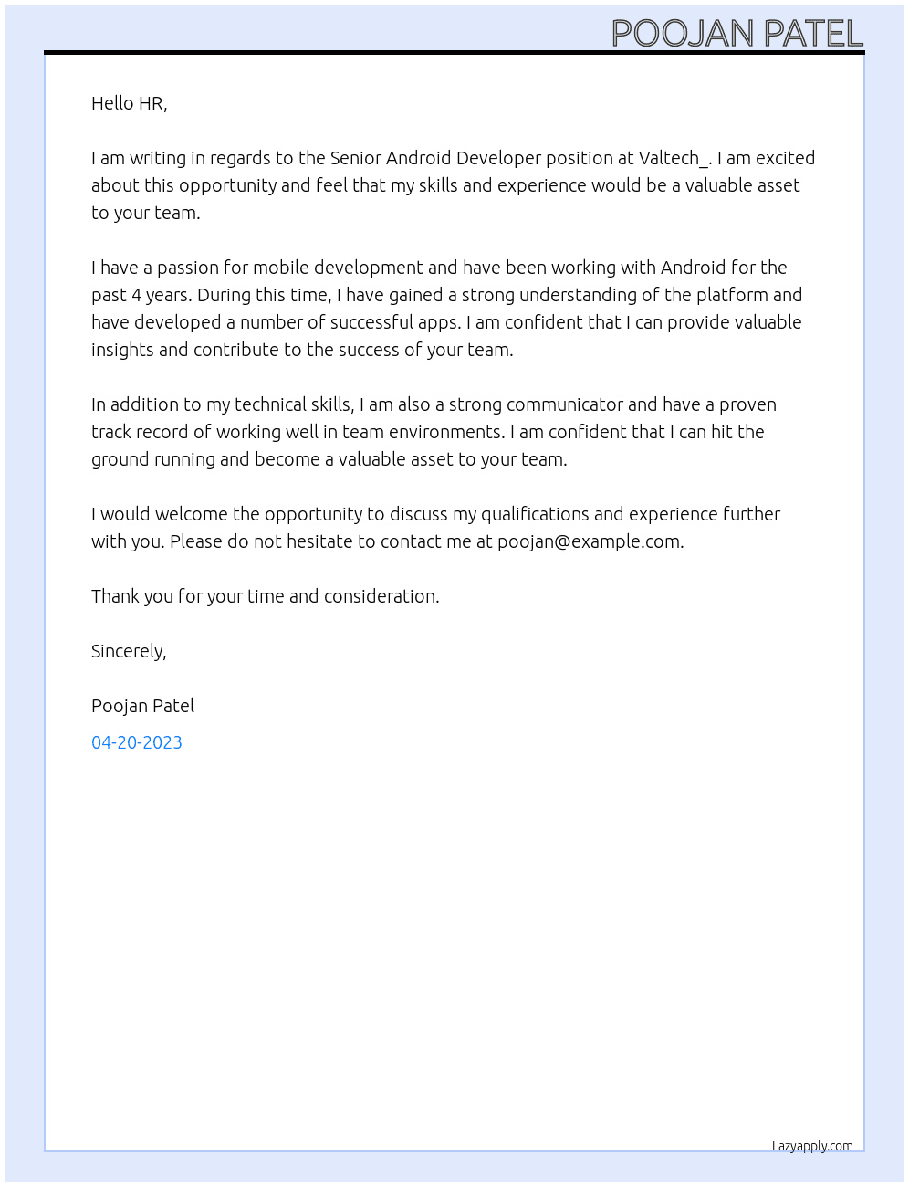 Senior Android Developer At Valtech_ Cover Letter