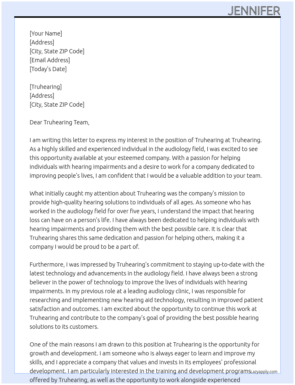 Truhearing At Truhearing Cover Letter