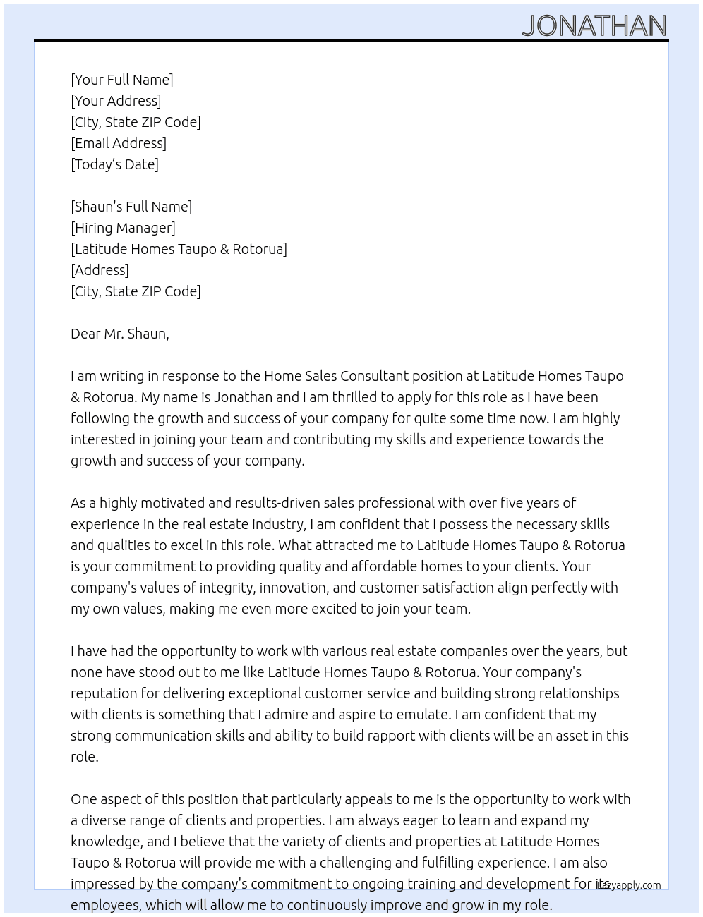 Home Sales Consultant At Latitude Homes Taupo & Rotorua Cover Letter