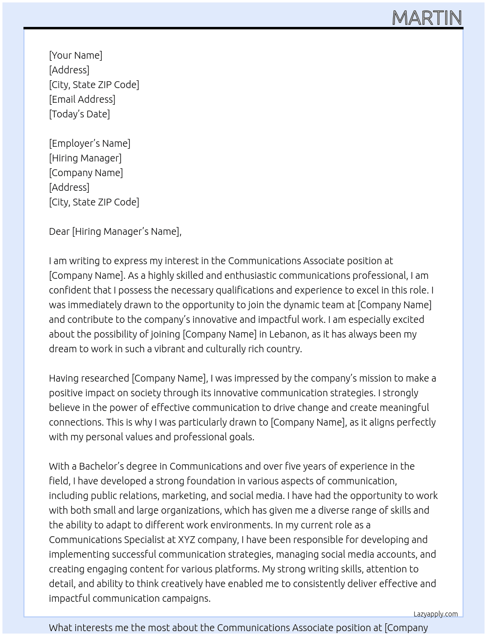 communications associate At lau Cover Letter