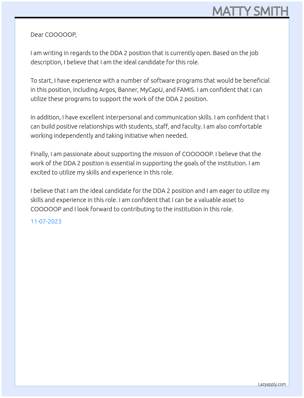 DDA 2 At COOOOOP Cover Letter