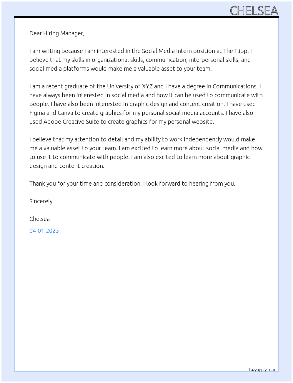 Social Media Intern At The Flipp Cover Letter