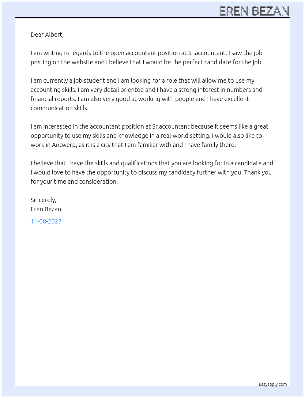 Accountant At Sr.accountant Cover Letter