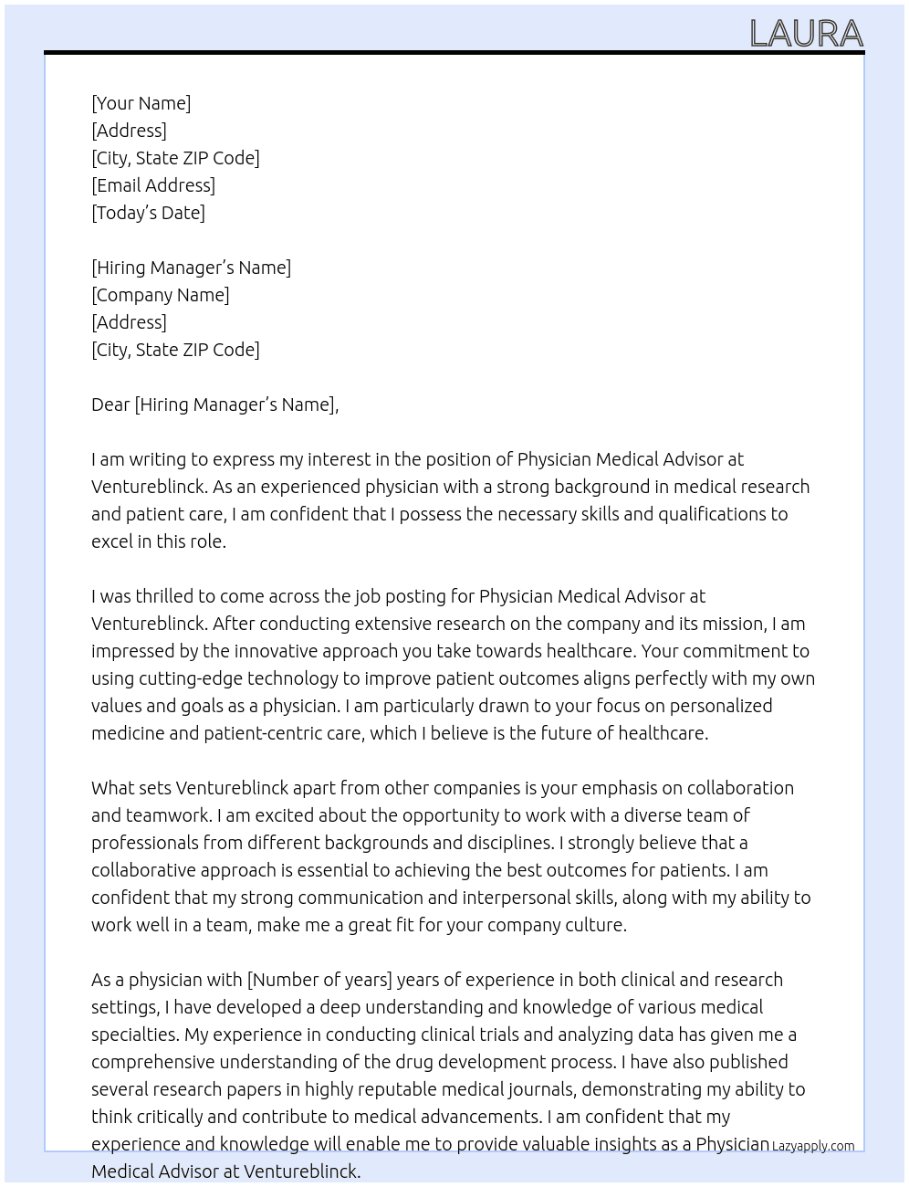 physician medical advisor At ventureblinck Cover Letter