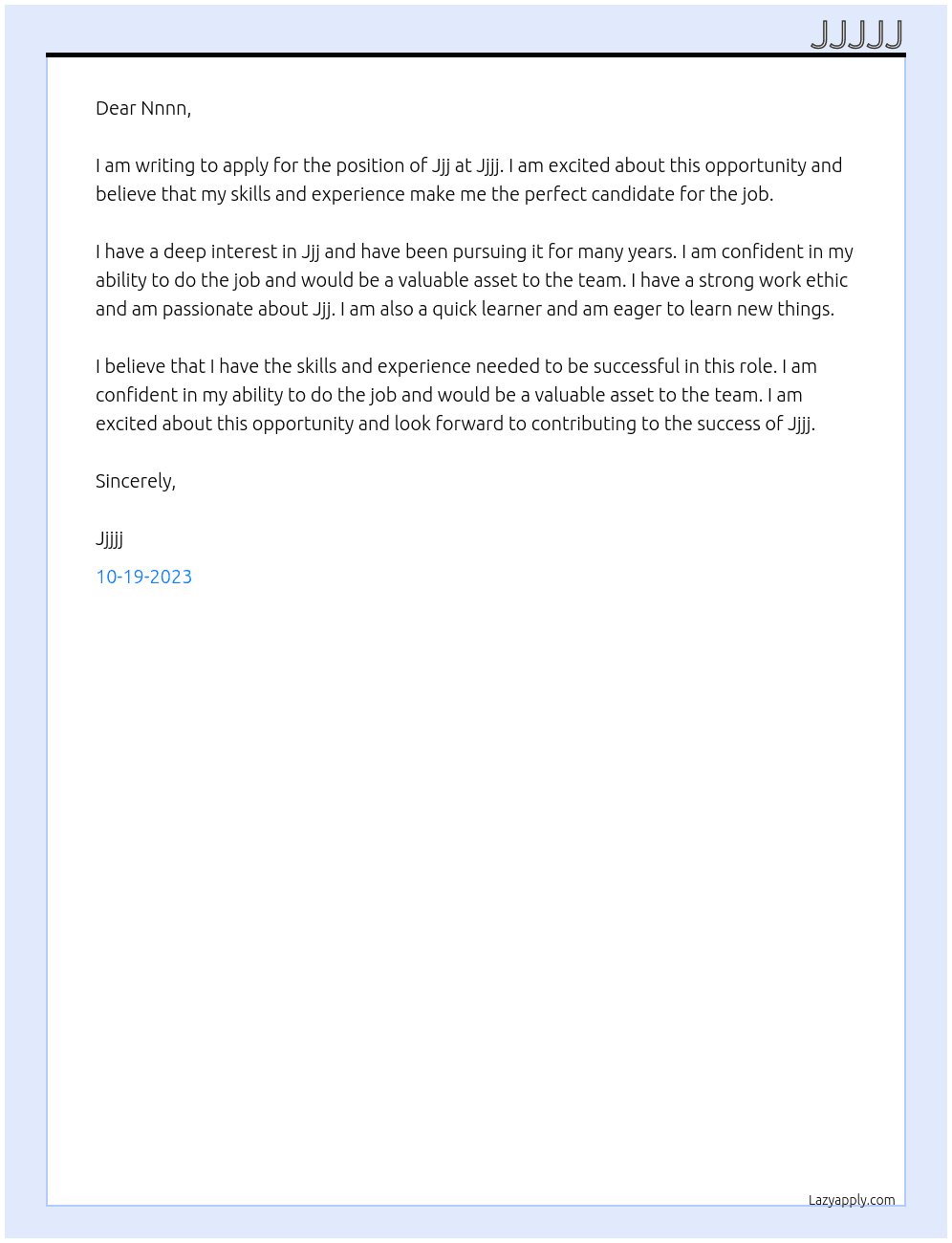 Jjj At Jjjj Cover Letter