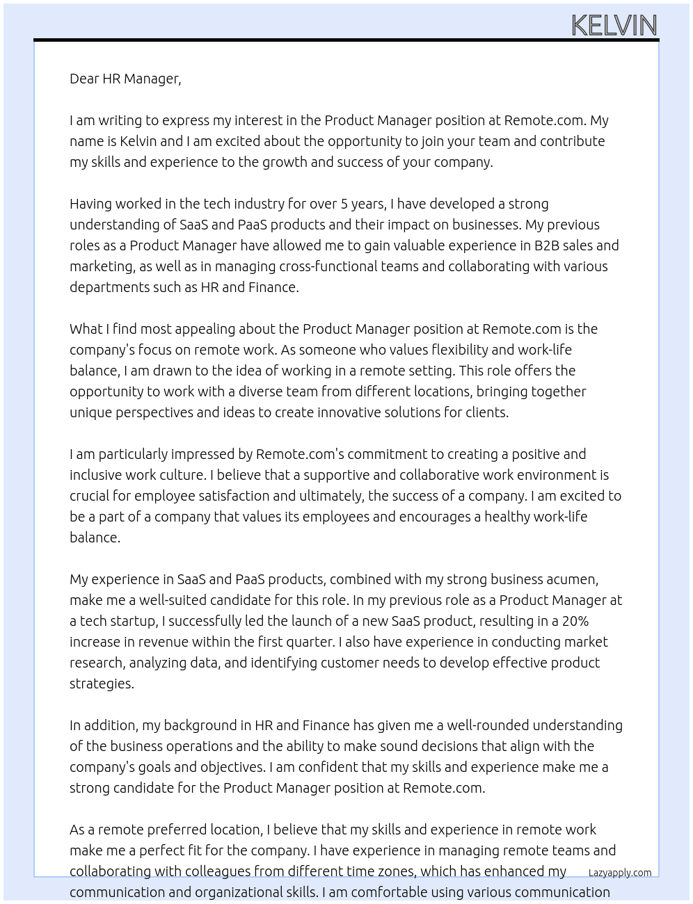 Product Manager At Remote.com Cover Letter