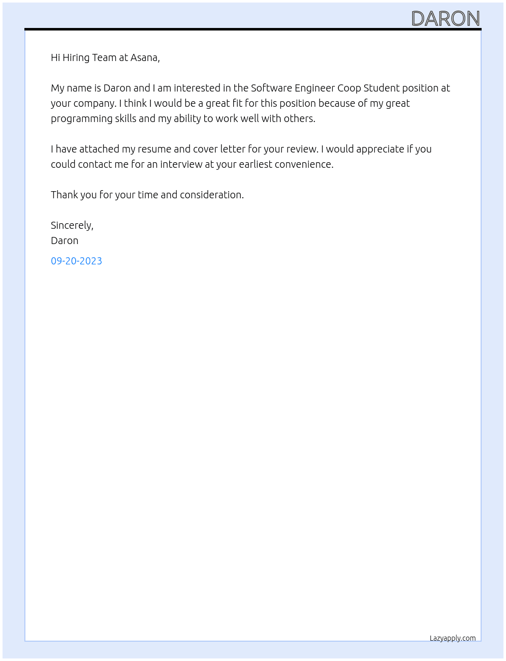 Software Engineer Coop Student At Asana Cover Letter
