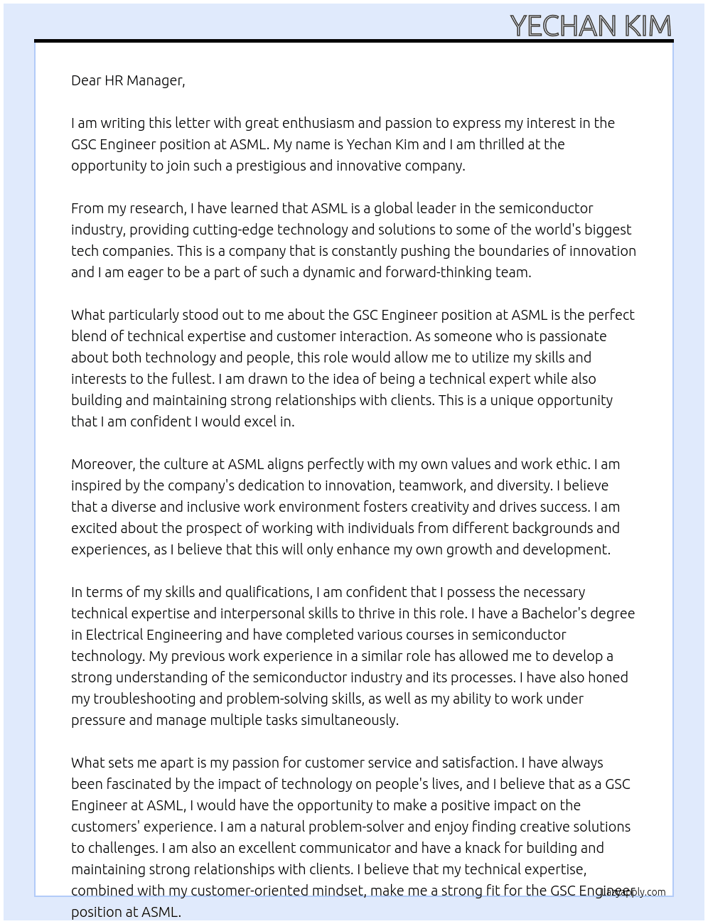 Cover letter for gsc engineer - LazyApply