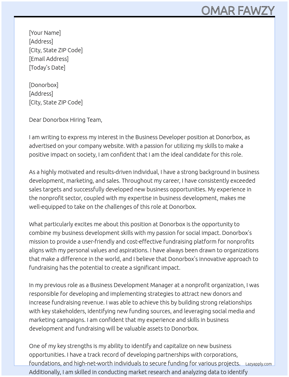 Business Developer At Donorbox Cover Letter
