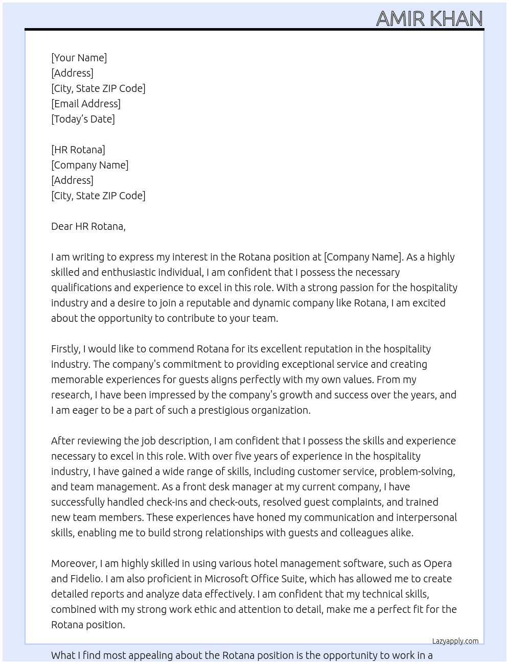 Rotana At Rotana Cover Letter
