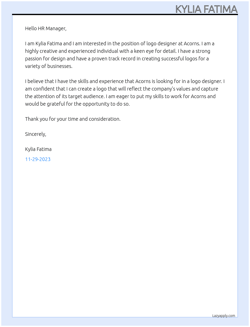 Logo Designer At acorns Cover Letter