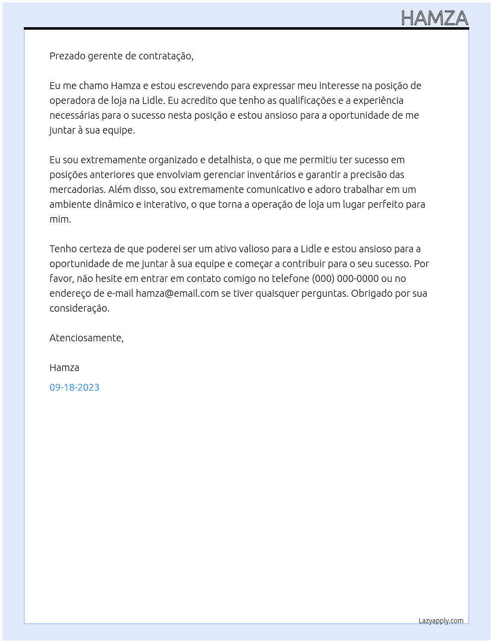 Operadora de Loja At Lidle Cover Letter