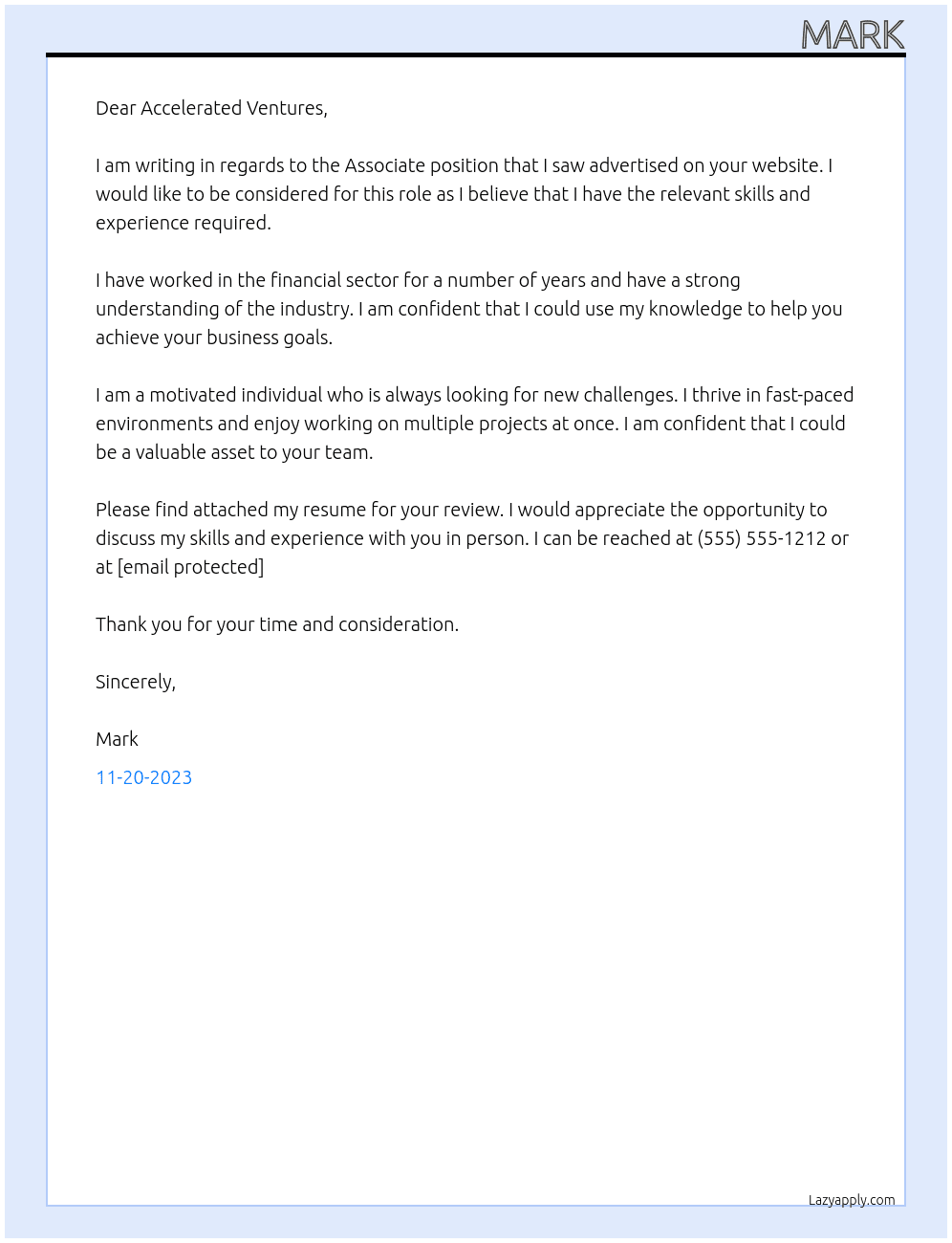 Associate At Accelerated Ventures Cover Letter