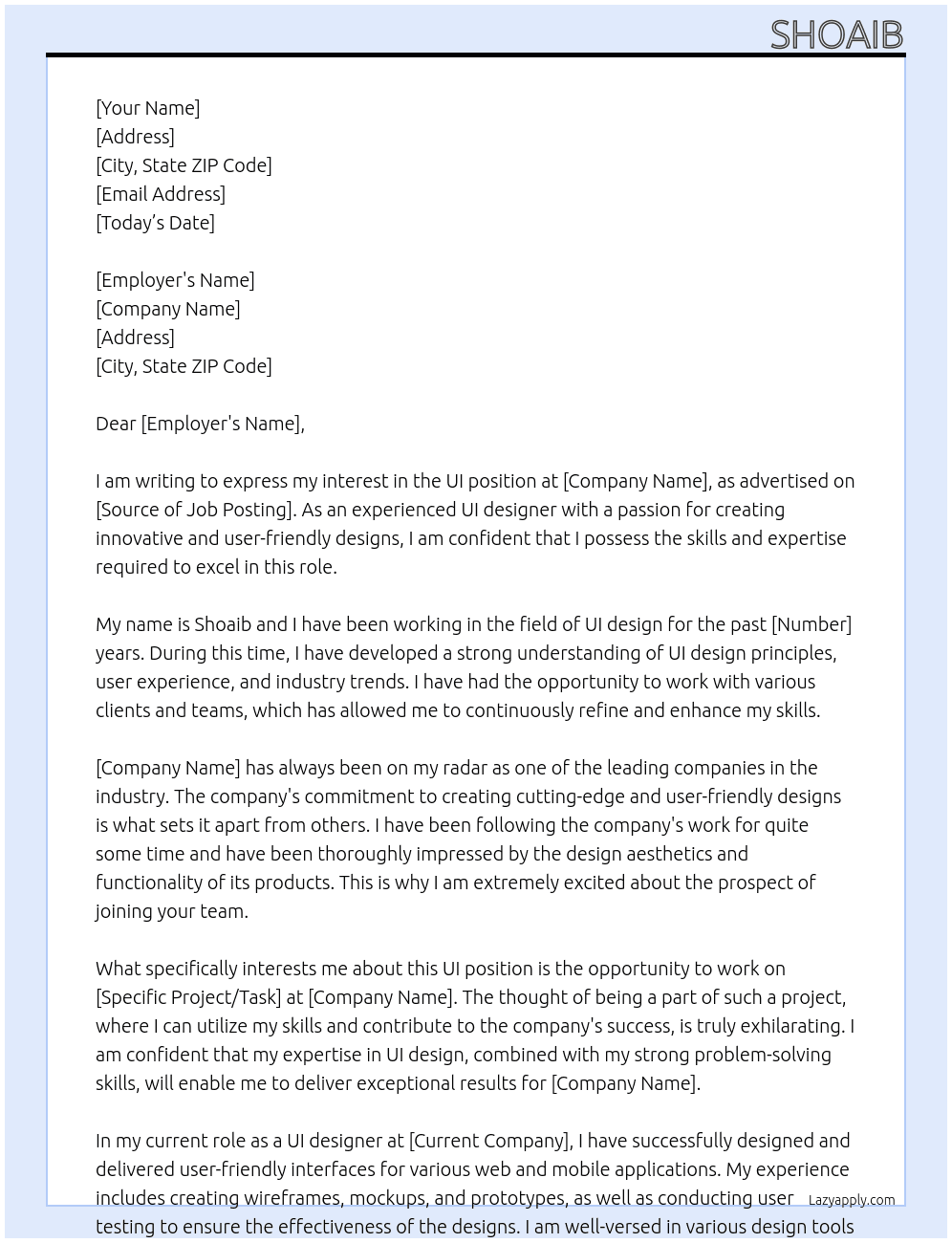 ui At Shoaib Cover Letter