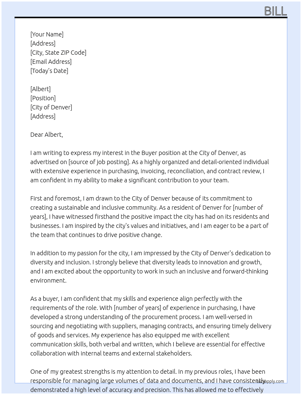 buyer At city of denver Cover Letter