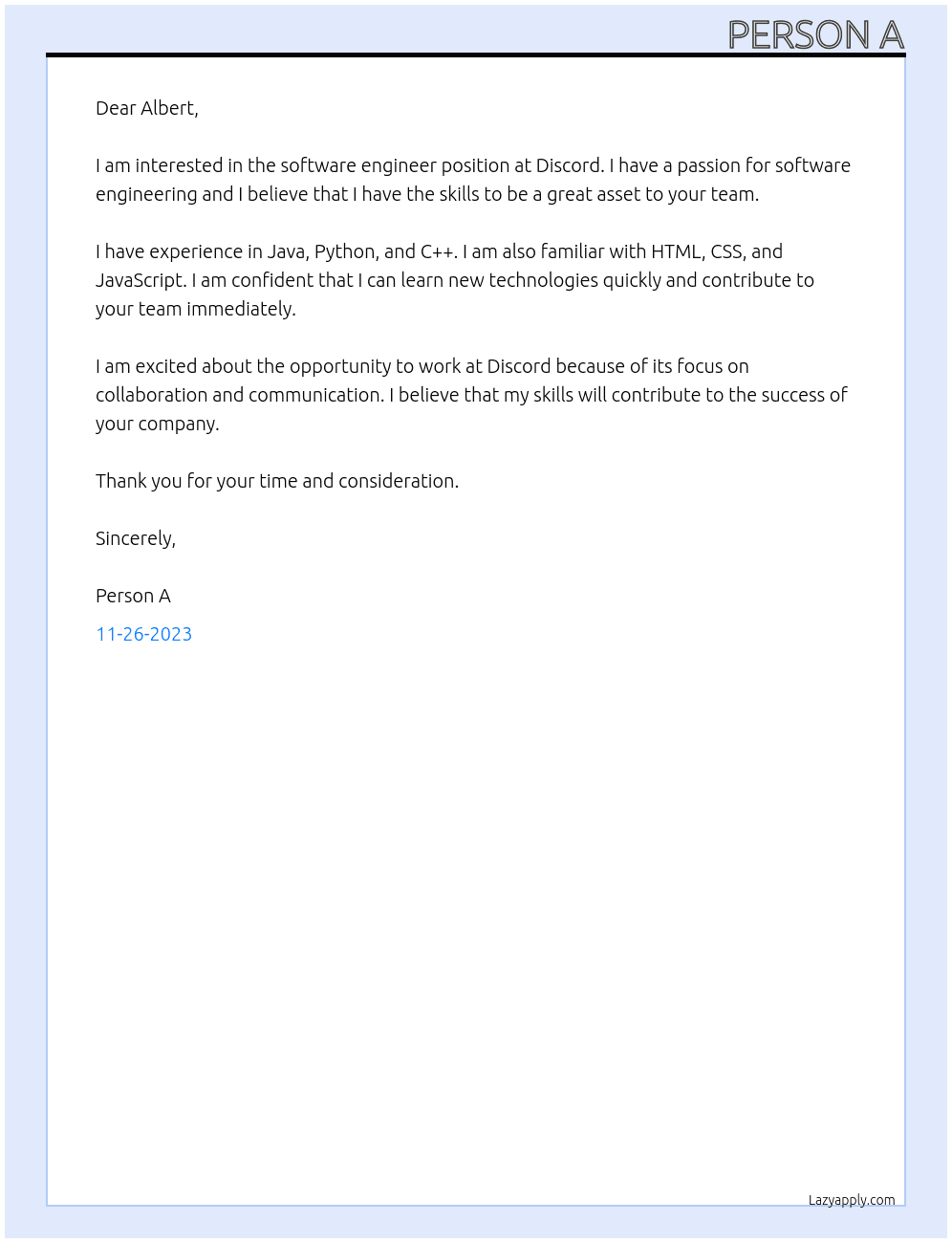 Software Engineer At Discord Cover Letter
