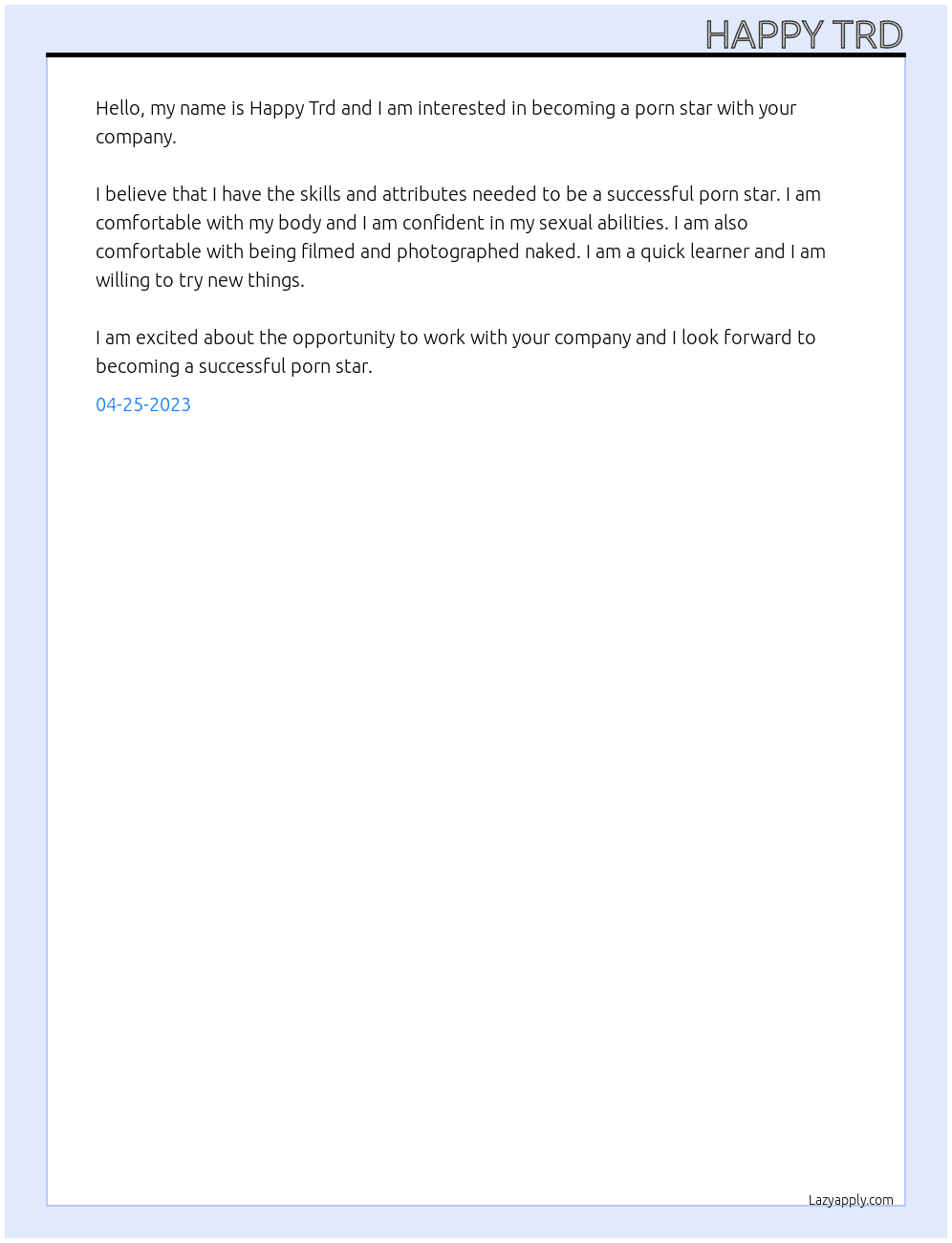 porn star At porn Cover Letter