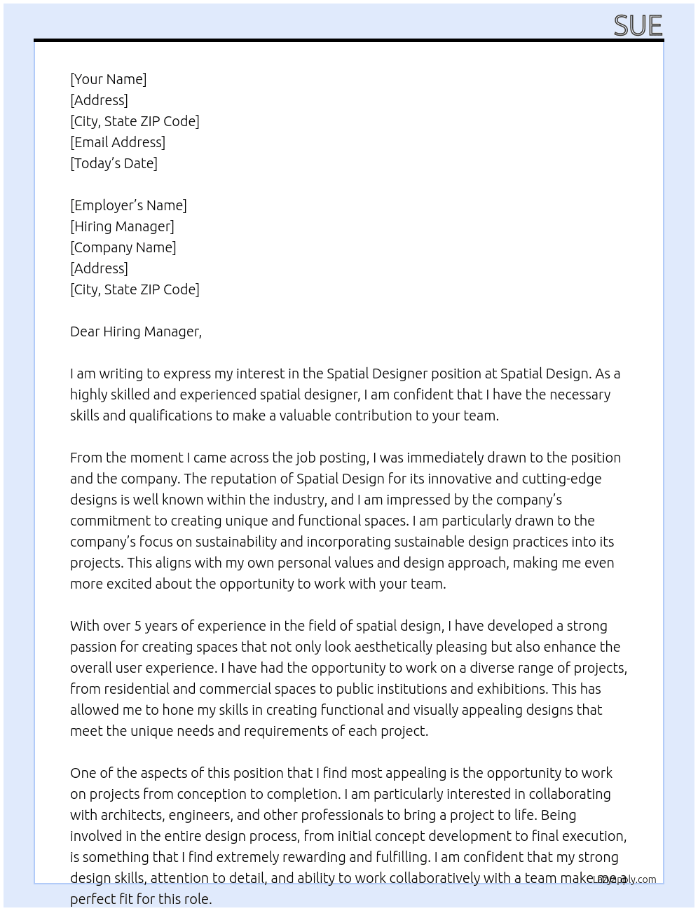 spatial designer At Spatial Design Cover Letter