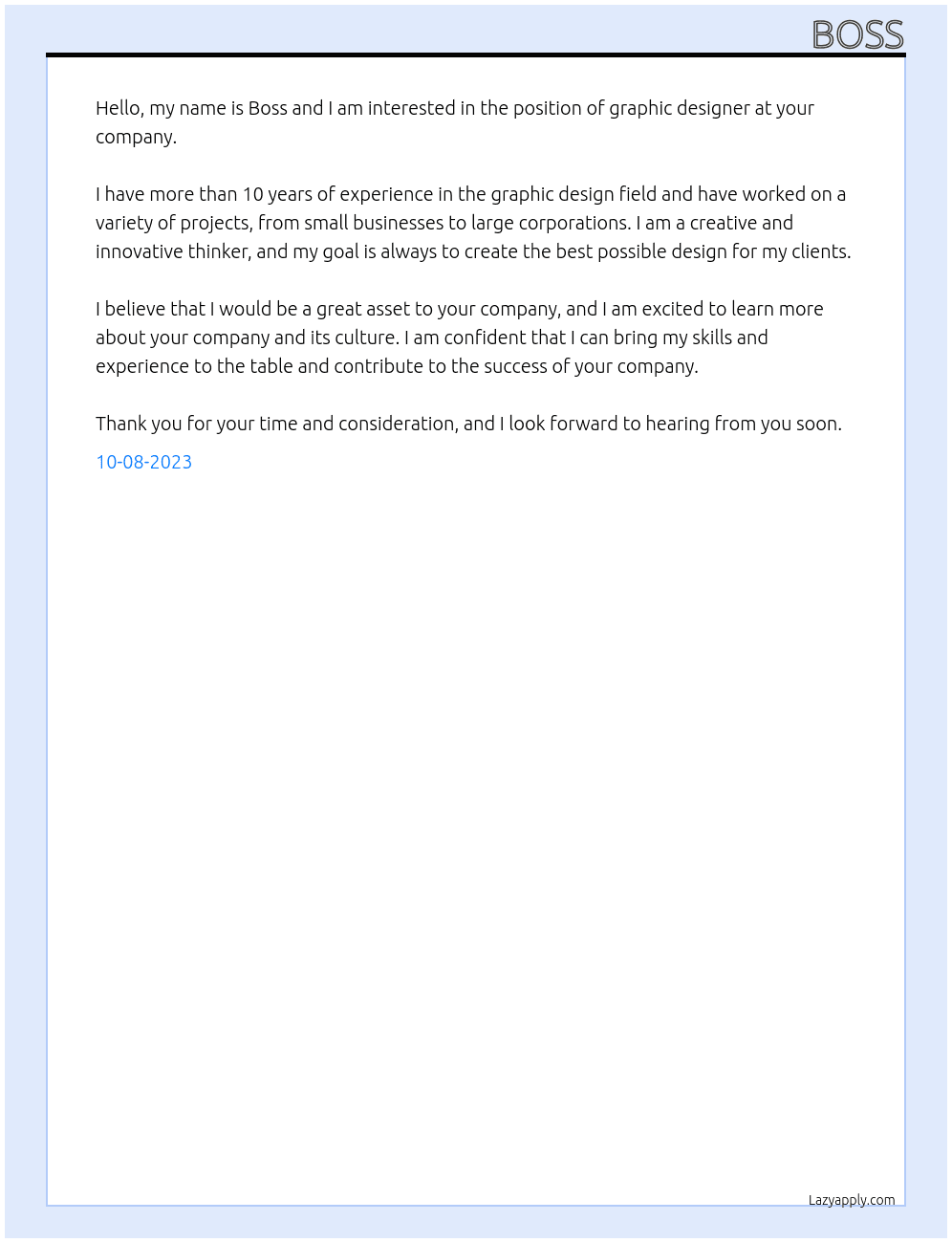 graphic designer At grapgic designer Cover Letter
