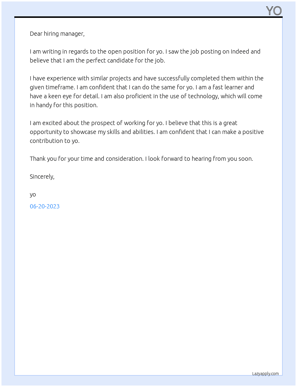 Describe your recent experience with similar projects At yo Cover Letter