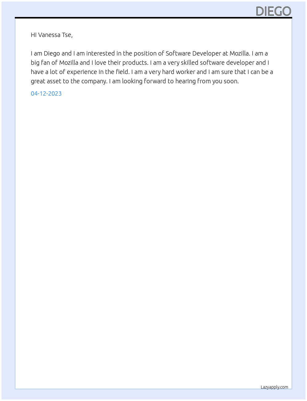 Software Developer At Mozilla Cover Letter