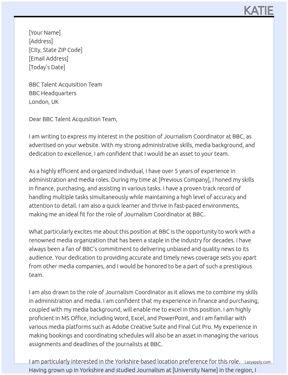 Cover letter for journalism coordinator - LazyApply