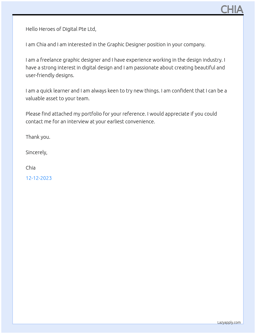 Graphic Designer At Heroes of Digital Pte Ltd Cover Letter