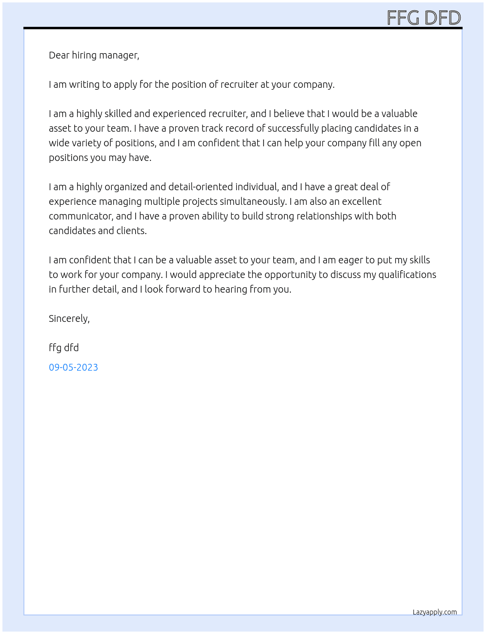 recruiter At gg Cover Letter