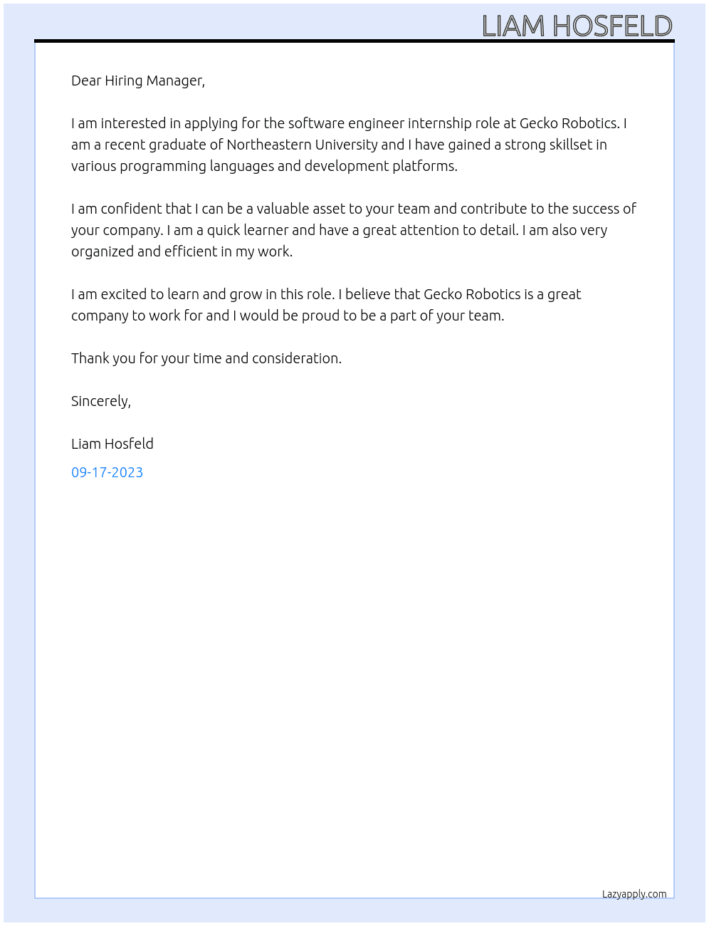 Software Engineer At Gecko Robotics Cover Letter