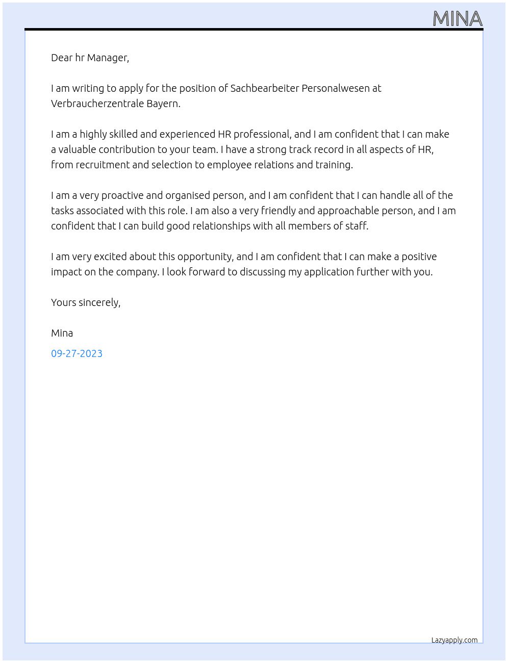 Sachbearbeiter Personalwesen At Verbraucherzentrale Bayern Cover Letter