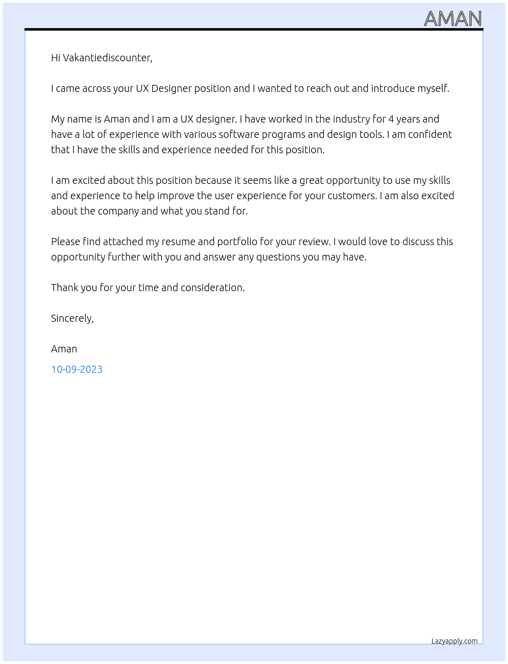 UX Designer At Vakantiediscounter Cover Letter
